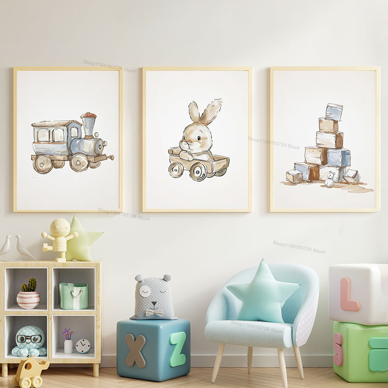 Baby Nursery Books - Nordic Style Cartoon Bear Horse Rabbit