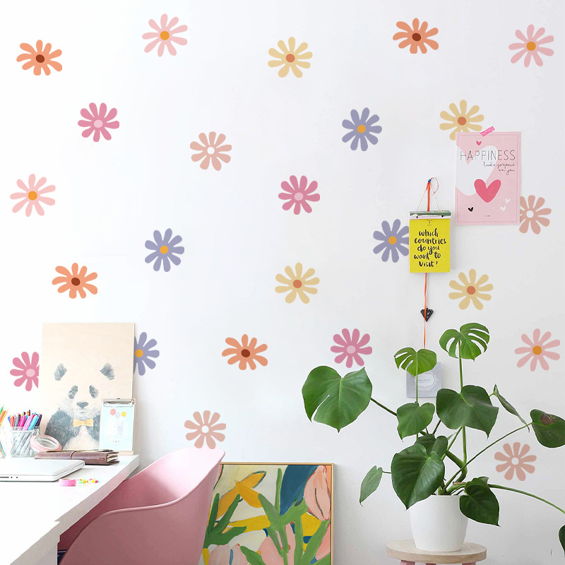 Baby Nursery Peel And Stick Wallpaper - Daisy Floral Wall Stickers Children Nursery