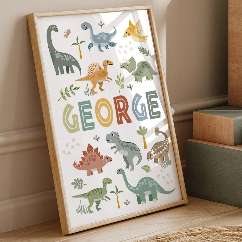 Baby Nursery Pictures - Cute Dinosaur T-Rex Brachiosaurus Nursery Wall