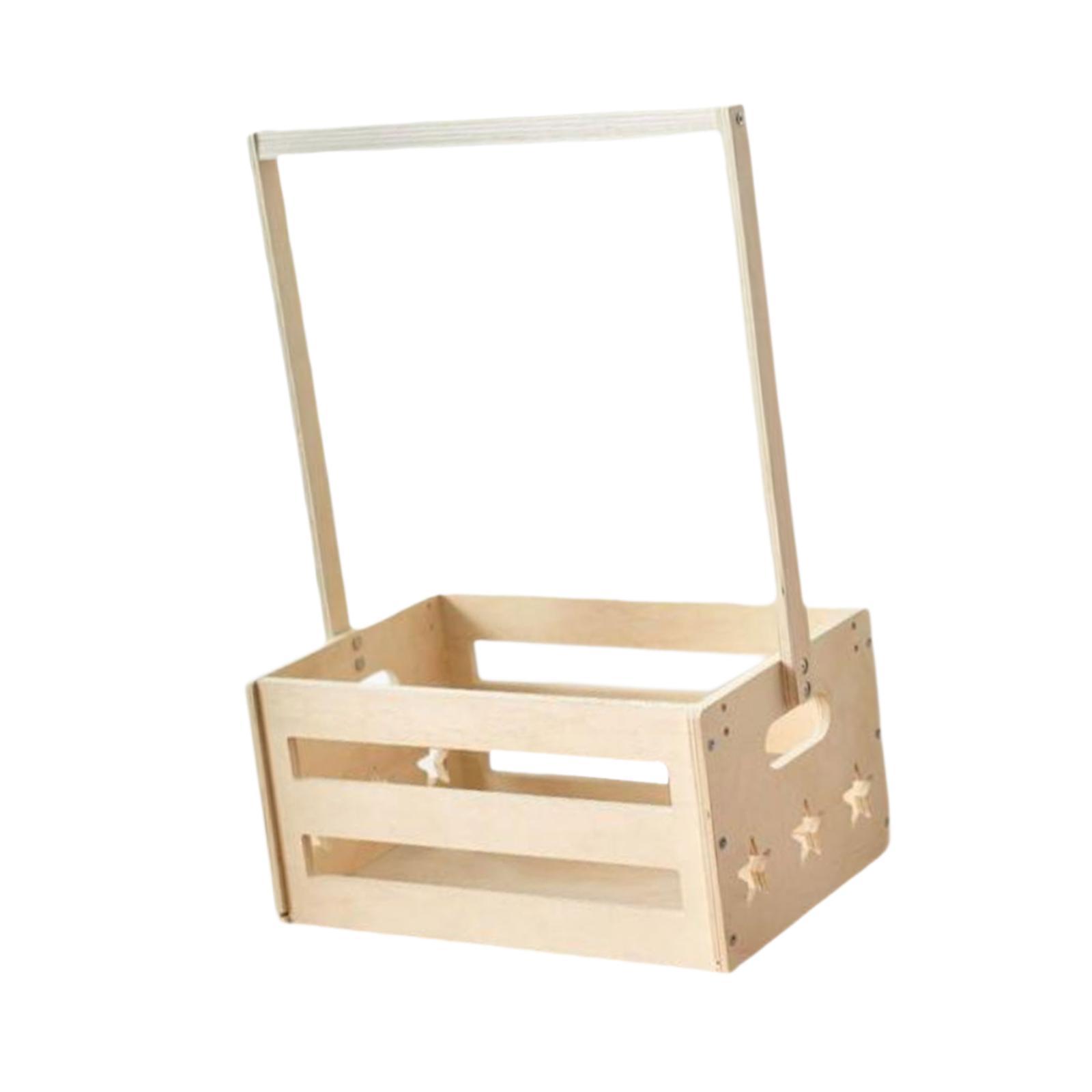 Baby Nursery Closet - Wooden Storage Basket with Handle Minimalist