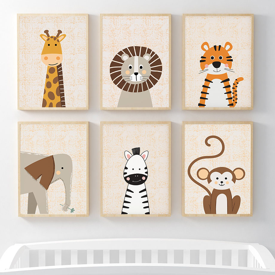 Animals Baby Nursery - Lion Giraffe Elephant Zebra Monkey Nursery