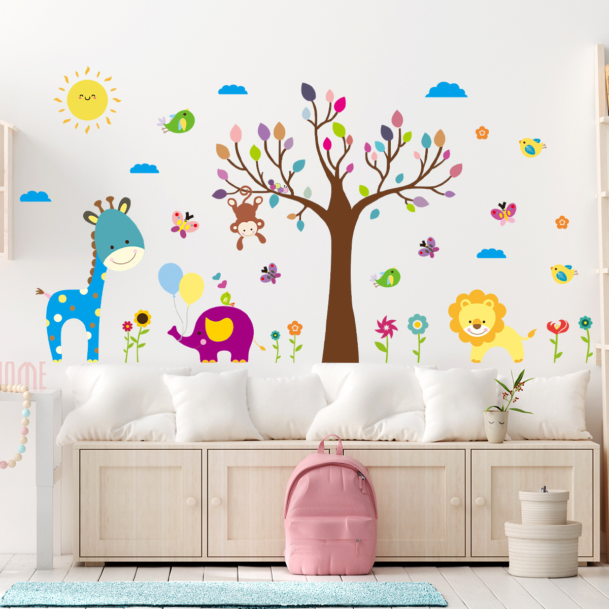 Baby Nursery Tree - Cartoon Childlike Colorful Graffiti Big Tree