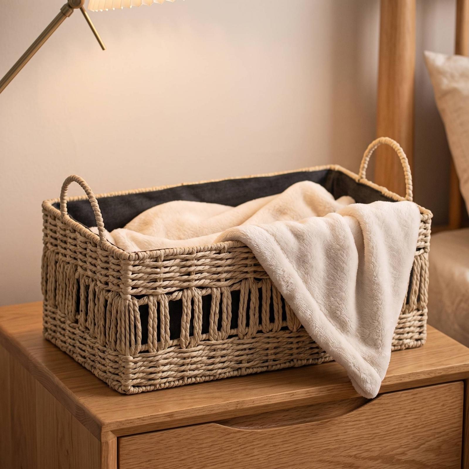 Baby Nursery Closet - Woven Storage Basket with Handles Natural