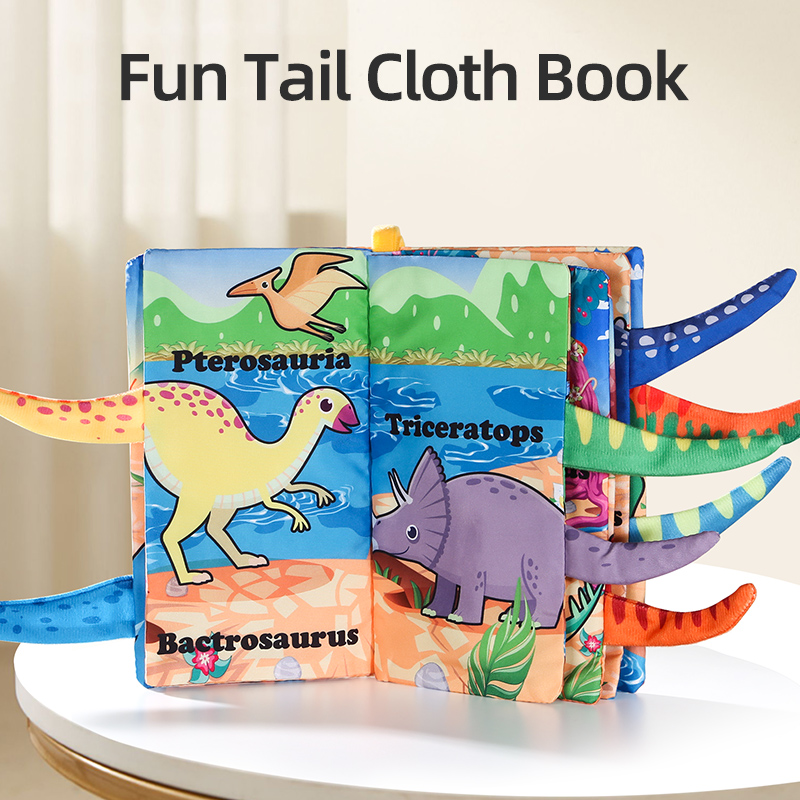 Baby Nursery Books - Baby Cloth Book 6 Page Dinosaur