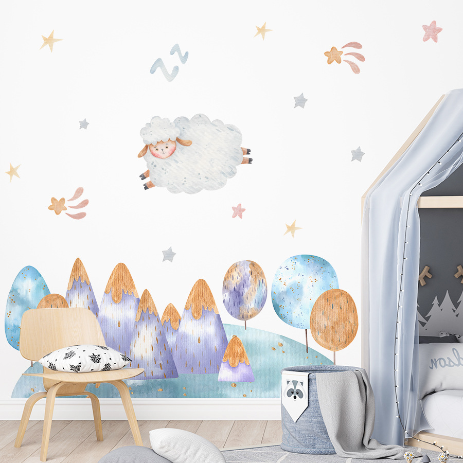 Cartoon Cute Sheep Flying Fore - Baby Nursery Tree review and price