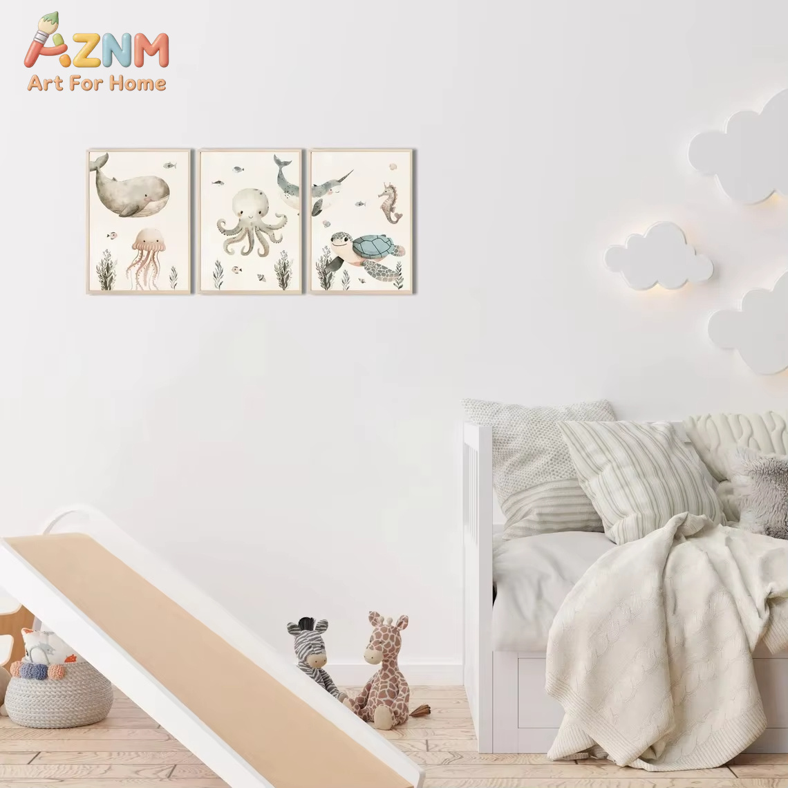 AZNM Watercolor Cute Ocean Ani - Animals Baby Nursery review and price