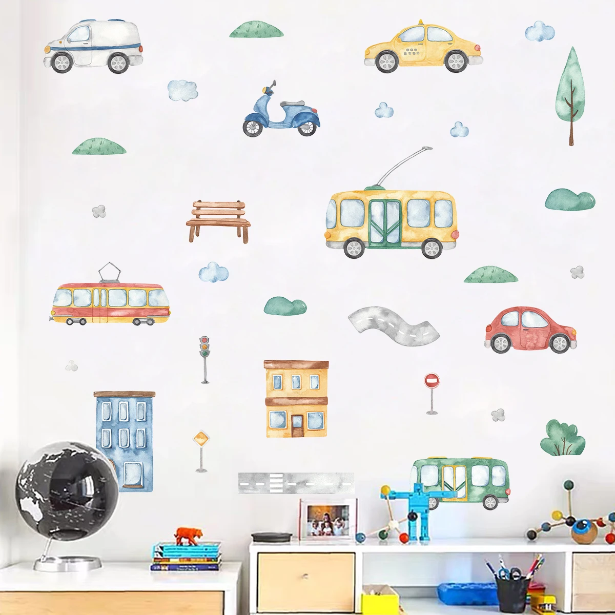 Cartoon Tree Bus Car Wall Stic - Baby Nursery Tree review and price