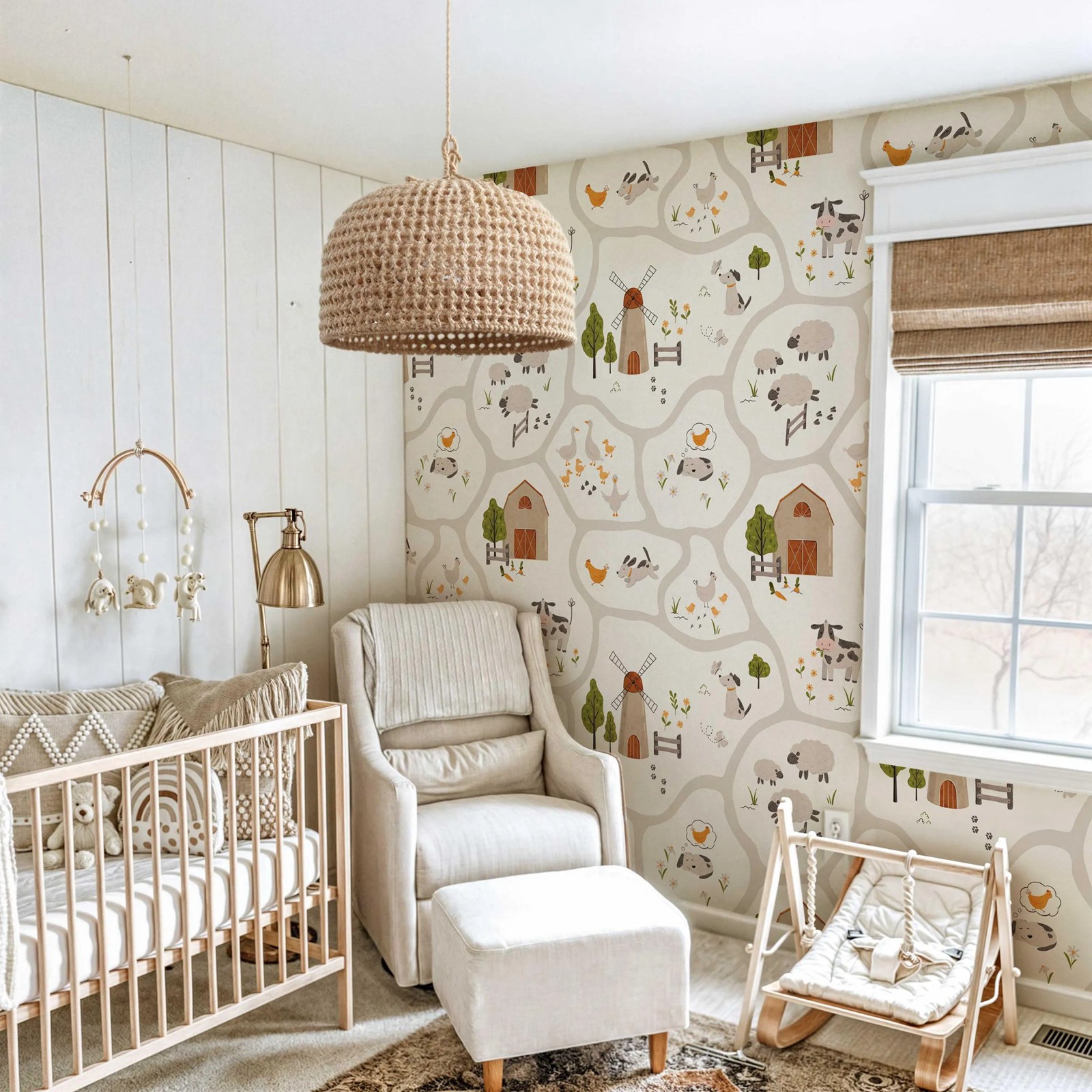 Cute Farm Animals Kids Wallpap - Baby Nursery Peel And Stick Wallpaper review and price