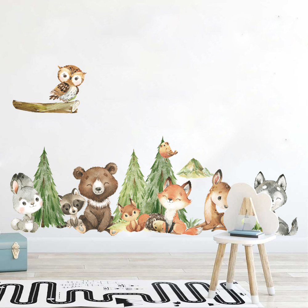 Cartoon Watercolor  Forest Ani - Baby Nursery Tree review and price