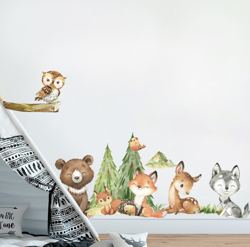 Cartoon Watercolor  Forest Ani - Baby Nursery Tree review and price