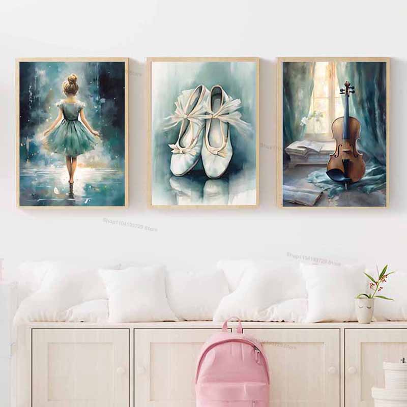Watercolor Ballet Girl Shoes C - Baby Nursery Pictures review and price
