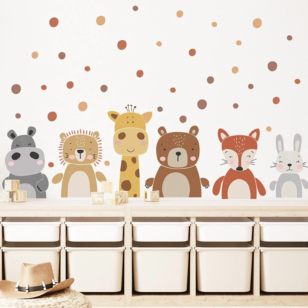 Boho Cute Giraffe Bear Animals - Baby Nursery Peel And Stick Wallpaper review and price
