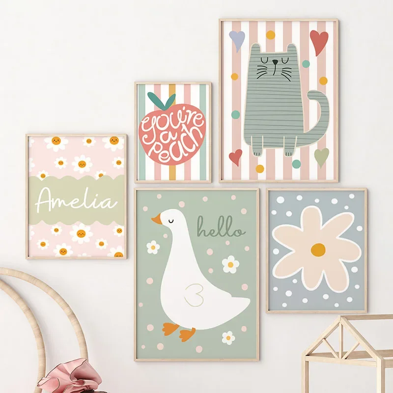 Cartoon Cat Duck Bird Apple Cu - Baby Nursery Pictures review and price