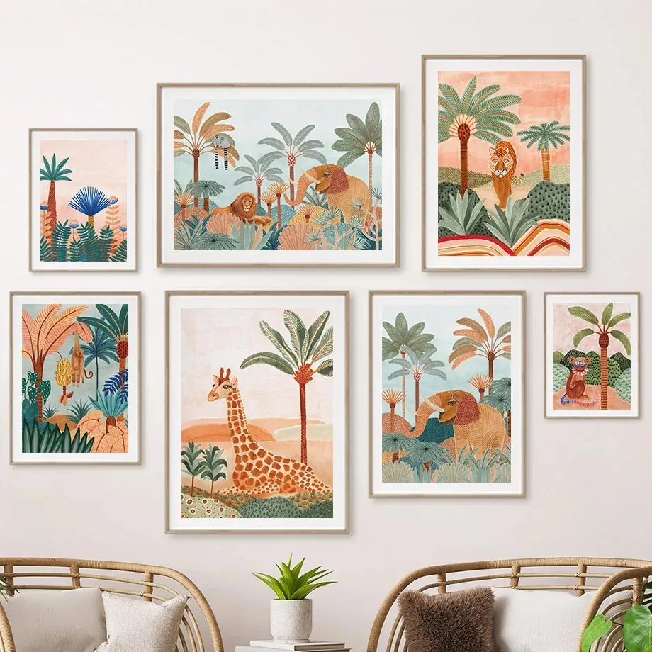 Boho Jungle Animals Tiger Monk - Baby Nursery Tree review and price