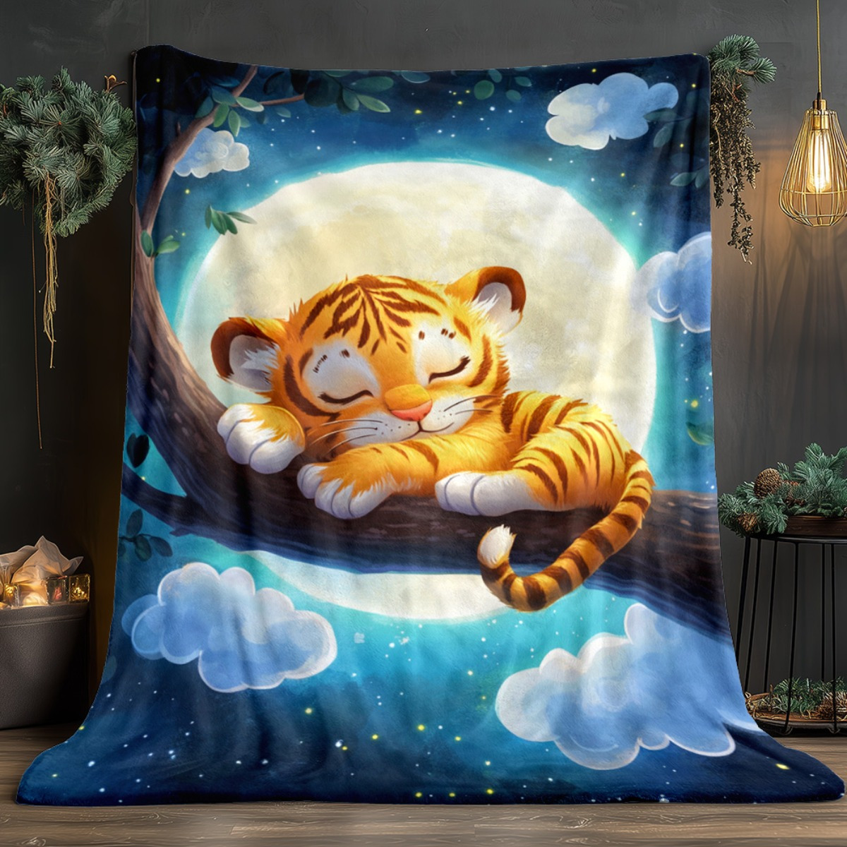 Cute sleeping tiger on tree br - Baby Nursery Tree review and price