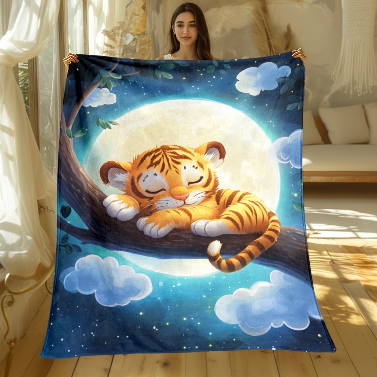 Cute sleeping tiger on tree br - Baby Nursery Tree review and price