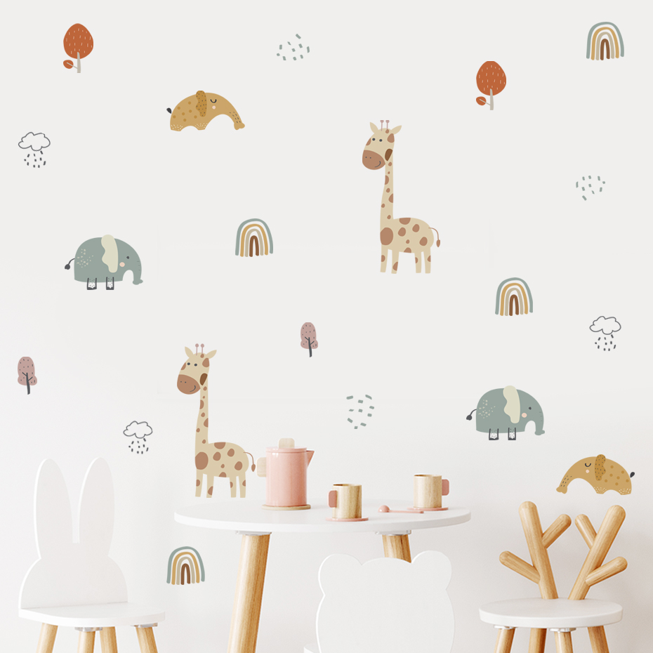 Cartoon Giraffe Elephant Anima - Baby Nursery Tree review and price